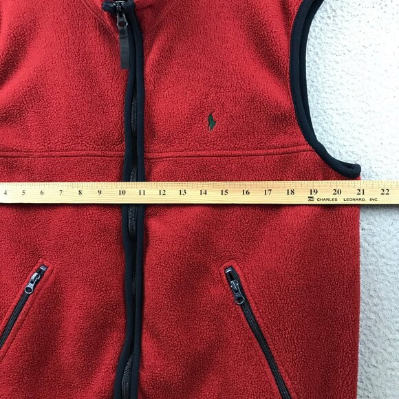 Vintage Polo Ralph Lauren Fleece Sweater Vest Large Red Made In Usa 90s - Picture 6 of 9